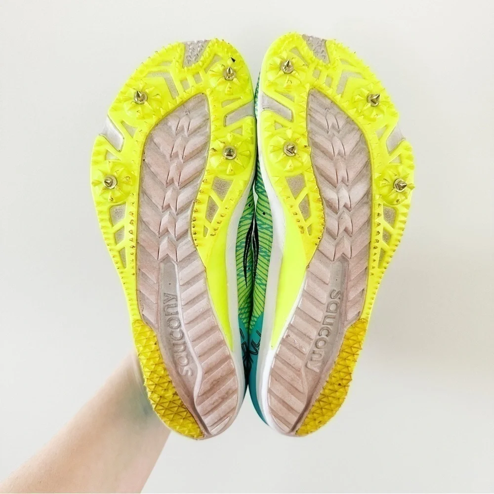 Saucony Neon Blue Yellow Endorphin 2 Track Shoes sz 7.5